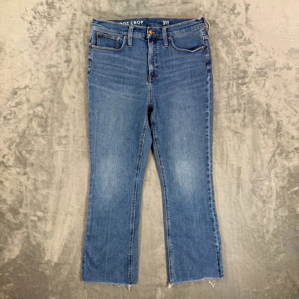 J.Crew Demi Boot‎ Crop Jeans Women's Size 31T Blue Medium Wash High Rise Denim